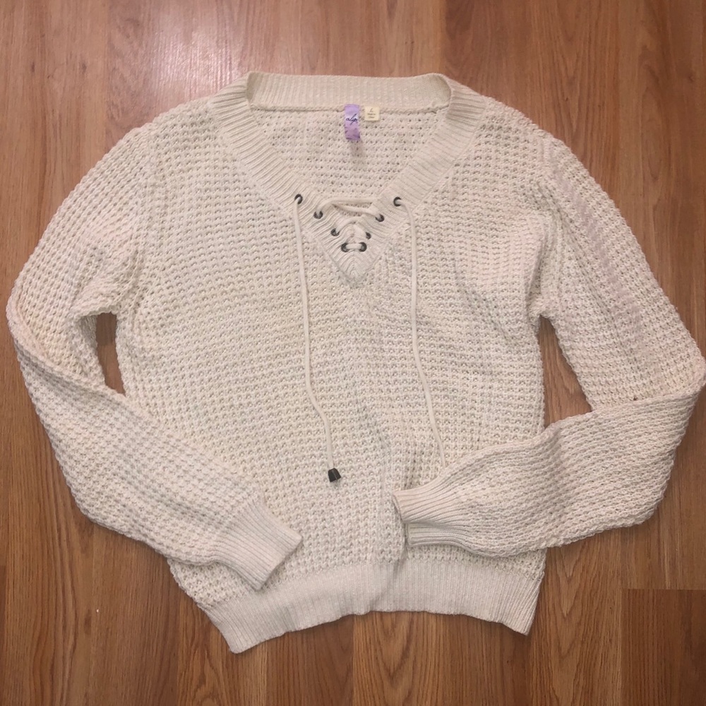 Chunky lace up sweater